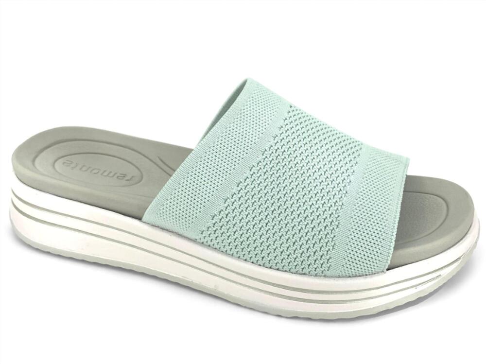 NEW REMONTE women's knit slide sandal in green